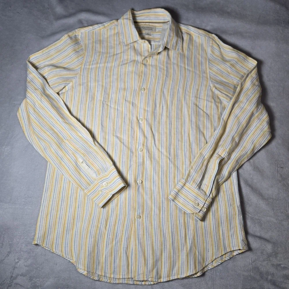 Banana Republic Shirt 100%‎ Size Medium Linen Button Front Casual Striped